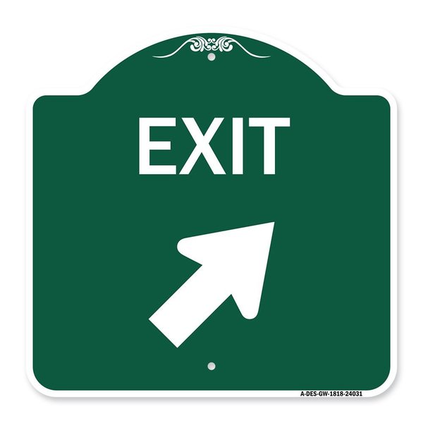 Signmission Designer Series Exit Exit W/ Right Arrow, Green & White Aluminum Sign, 18" H, 18" L, GW-1818-24031 A-DES-GW-1818-24031